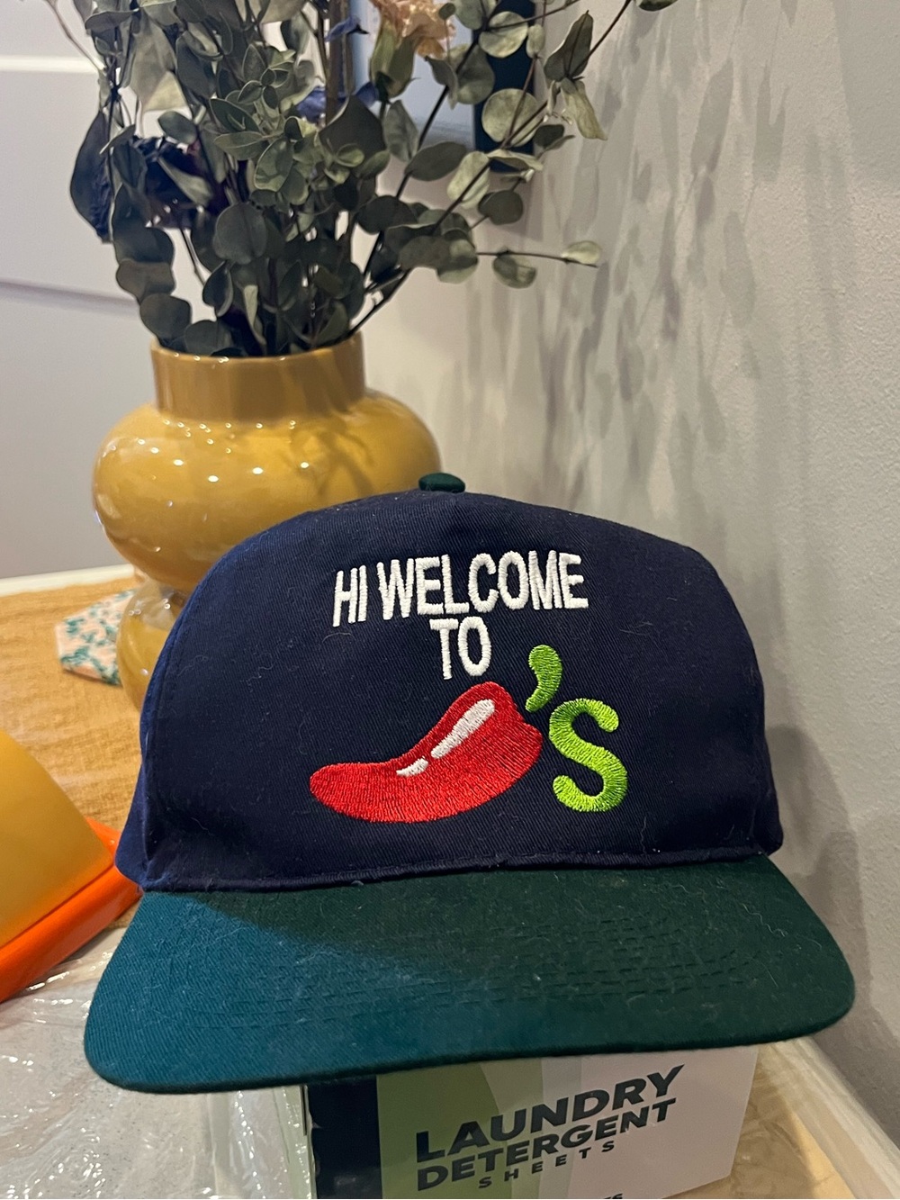 Welcome to Chili’s funny novelty Baseball Cap - Navy & Green